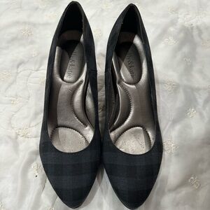 Really cute black and blue checked heels. In great shape. Rarely worn